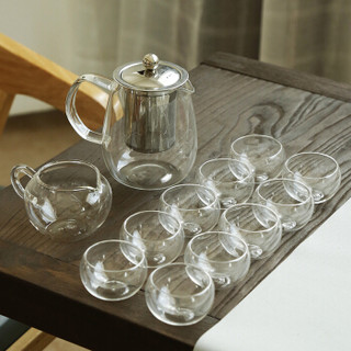 关耳窑  茶具套装茶具玻璃茶壶 艺宏堂 耐高温玻璃茶具花茶壶 直身玻璃套装