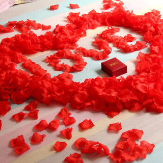 柯丽影 1000片装情人节装饰用品婚庆用品仿真玫瑰花瓣求婚结婚表白婚床撒花红色花瓣