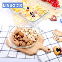 力诺（LINUO）耐热玻璃盘子鲍鱼盘双耳餐盘菜盘 家用水果盘 微波炉烤箱适用 9英寸4个装 *2件