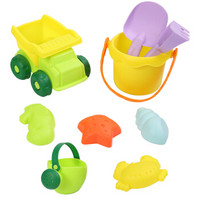 爸爸妈妈（babamama）沙滩车软硅胶儿童玩具 宝宝洗澡户外水桶铲子模具 水壶可浇花8件套装