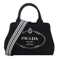PRADA 普拉达 奢侈品 女士黑色织物英文印花手提包 1BG439 ZKI F0N12 V ROO