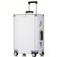 Travelhouse 全铝镁合金复古铝框拉杆箱女万向轮行李箱女T1858 银色 29英寸