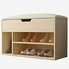 木以成居 换鞋凳 现代简约穿鞋凳 多用途试鞋凳储物收纳鞋柜 白枫木色 LY-4103