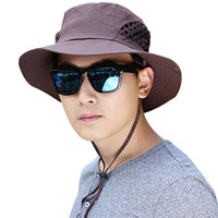 GLO-STORY 遮阳帽男 夏季户外渔夫帽透气网眼太阳帽子MMZ824248 咖啡