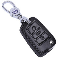 金銮殿(KING ETING)大众钥匙包真皮钥匙套 2017年款帕萨特专用汽车钥匙扣 F款一键启动钢琴黑