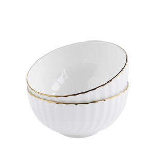 京东京造 白月光-鎏金骨瓷系列 泡面碗 骨瓷汤碗餐具 沙拉碗 可微波炉使用 2只装 纯白