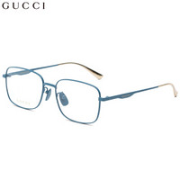 GUCCI 古驰 eyewear 近视眼镜框男 亚洲版金属光学眼镜架 GG0338OA-005 蓝色镜框 56mm