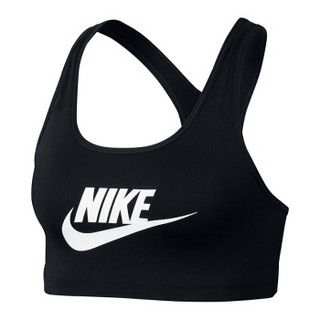NIKE 耐克 女子 训练 弹力 内衣  SWOOSH FUTURA BRA 运动 健身 紧身 文胸 899371-010 黑色 S码