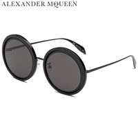 亚历山大·麦昆Alexander McQueen eyewear女士太阳镜 板材金属镜框墨镜 AM0150S-001 黑色镜框灰色镜片 53mm