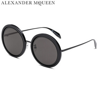 亚历山大·麦昆Alexander McQueen eyewear女士太阳镜 板材金属镜框墨镜 AM0150S-001 黑色镜框灰色镜片 53mm