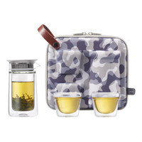 哲品功夫茶具套装旅行便携茶泡茶杯整套月影随身装普通版层叠迷彩灰