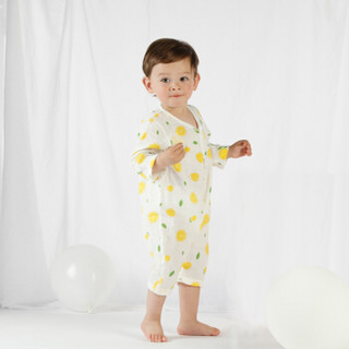 贝吻 婴儿连体衣婴儿衣服薄款纱布新生儿衣服防蚊B6155 柠檬66码