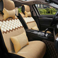 布雷什(BOLISH)五座四季通用汽车坐垫夏季凉垫冰丝防滑免绑汽车座垫长安cs55起亚车座套车内饰品米黄色