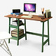 雅美乐 电脑桌 实木简约台式家用 带书架复古色学生书桌笔记本桌子 胡桃木色 YDZ903