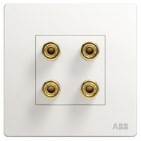 ABB 开关插座面板 86型四位音响音频插座 4端子音箱插座 轩致系列 白色 AF342
