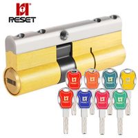锐赛特（RESET）RST-136金七彩全铜36叶片双面超C级锁芯防盗门锁芯超b级防暴力防锡纸防卡片锁芯95MM 37.5+57.5