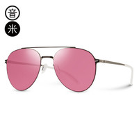 音米 inmix 2018蛤蟆镜水滴形墨镜女潮网红同款新品眼镜男开车太阳镜ABSAJK384 银框红片