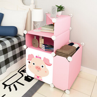 安尔雅（ANERYA）简易床头柜 现代简约 XG124QPCMG1Z145 粉色 树脂 42*38*50cm