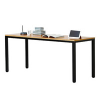 尼德 电脑桌台式家用 现代简约简易加大书桌会议培训办公桌子学习写字台 AC3BB (140*60)  柚木面黑框架