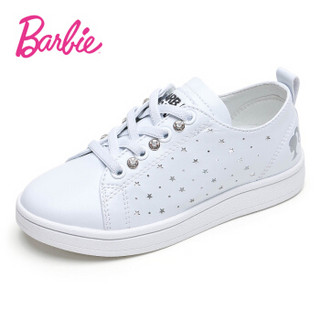 芭比 BARBIE 童鞋 女童运动鞋 小白鞋 镂空公主鞋 儿童运动鞋 2028 白色 26