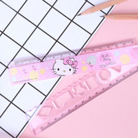 Hello Kitty凯蒂猫折叠尺直尺儿童学生尺子波浪尺30cm 粉红色 KT30003