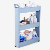 帅力 收纳架 塑料浴室厨房带轮整理置物架子 冰箱夹缝柜 三层马卡龙蓝色SL17096C