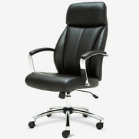 博泰 电脑椅子 办公椅 家用转椅 人体工学椅老板椅 时尚黑色皮椅90299H