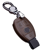 车达品奔驰钥匙包C级新E级 E300L E200L改装专用汽车遥控钥匙壳套新S320钥匙扣 奔驰新E级/新S级三键棕