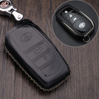 车达品丰田钥匙包新汉兰达 普拉多新皇冠霸道2700凯美瑞埃尔法RAV4男士车用汽车遥控钥匙套扣智能三键黑