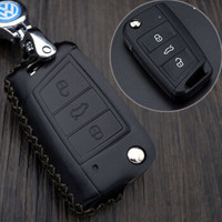 车达品大众钥匙包真皮钥匙套高尔夫7嘉旅凌度途安途昂途观L老迈腾汽车钥匙扣黑