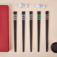 箸研工坊 中式家用酒店用创意印花黑色情侣筷礼盒（5双装）ZY-5406