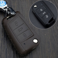 车达品大众钥匙包真皮钥匙套高尔夫7嘉旅凌度途安途昂途观L老迈腾汽车钥匙扣棕