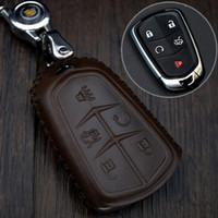 车达品凯迪拉克钥匙包真皮钥匙套XT5/ATS-L/XTS/CT6汽车钥匙壳 凯迪拉克智能五键棕色