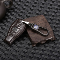 车达品奔驰真皮钥匙包C级E级GLC级A级B级GLA级S级GLK级专用保护套男女汽车钥匙套钥匙壳扣三键棕