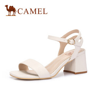 CAMEL 骆驼 女士 优雅摩登露趾搭扣粗跟凉鞋 A82514648 白色 40