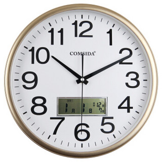 康时达（COMSIDA）挂钟客厅静音万年历钟表简约创意时钟现代个性挂表石英钟3113Y金色日历款