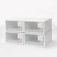FOOJO 抽屉收纳柜 收纳盒 衣柜储物收纳箱组合 透明塑料大号整理箱 4件装