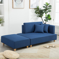 多瓦娜DOWANA 沙发 北欧小户型实木布艺沙发 日式现代客厅家具沙发床 沙发+脚踏组合 DWN-S006