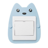 柯锐迩蓝色开关贴 卡通软胶单开关套 夜光插座装饰贴 可水洗免粘保护套