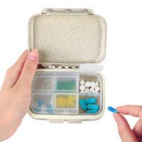 EKOA 亿高 药盒升级版便携式药品小收纳盒谷物纤维密封分药盒子原色