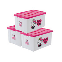 爱丽思IRIS HELLO KITTY 环保塑料 收纳整理箱储物箱 ＫＳＱＢ６０Ｐ　桃／白 60L 3只装