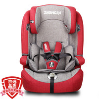 众霸(ZHONGBA)汽车儿童安全座椅isofix硬接口 钢骨架 适合约9个月-12岁(9-36kg)宝宝 经典红灰
