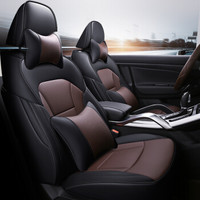 紫风铃 吉利博越专用汽车坐垫 原车线条专车订制汽车座垫全包围四季通用皮革汽车座套 现货 黑咖色-豪华版