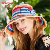 卡蒙（Kenmont）km-3562 盘边大檐帽防紫外线太阳帽女夏沙滩波西米亚遮阳帽出游可折叠 彩色 可调节 57cm