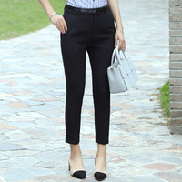 俞兆林 2018新款时尚工装夏季职业女九分裤裤修身正装YWCC183302黑色九分裤M