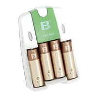 沣标(FB)四槽智能充电套装(AA2600mAh*4)智能充电器配4节5号镍氢高容量可充电电池 闪光灯玩具/麦克风/鼠标