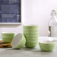 松发 芝麻釉陶瓷餐具饭碗10件套 纯色简约陶瓷饭碗套装 绿色