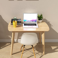 普拉塔（PULATA）电脑桌 台式家用现代简约办公书桌 实木腿北欧笔记本桌子1米 实木色PLT9118