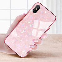 KEKLLE 苹果X手机壳iPhonex/10 全包硬壳钢化玻璃防摔仙女贝壳女新款潮牌 粉色
