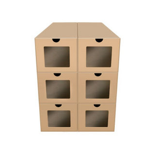 QDZX 高跟4号6个装鞋盒透明抽屉式纸盒整理盒环保加厚桌面收纳盒鞋子包装盒男女鞋盒收纳箱收纳盒储物盒